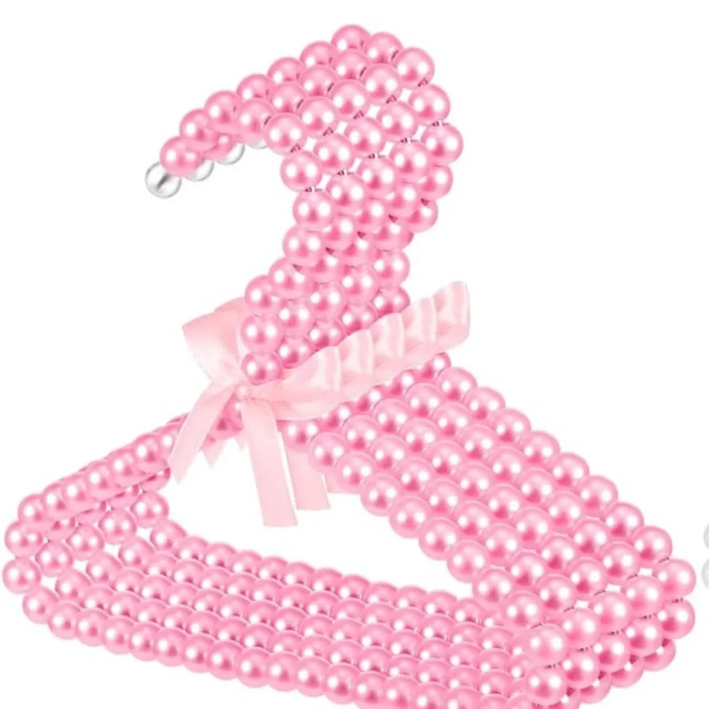 Set of 10 Pink Pearl Beaded Hangers Dogs Clothes
